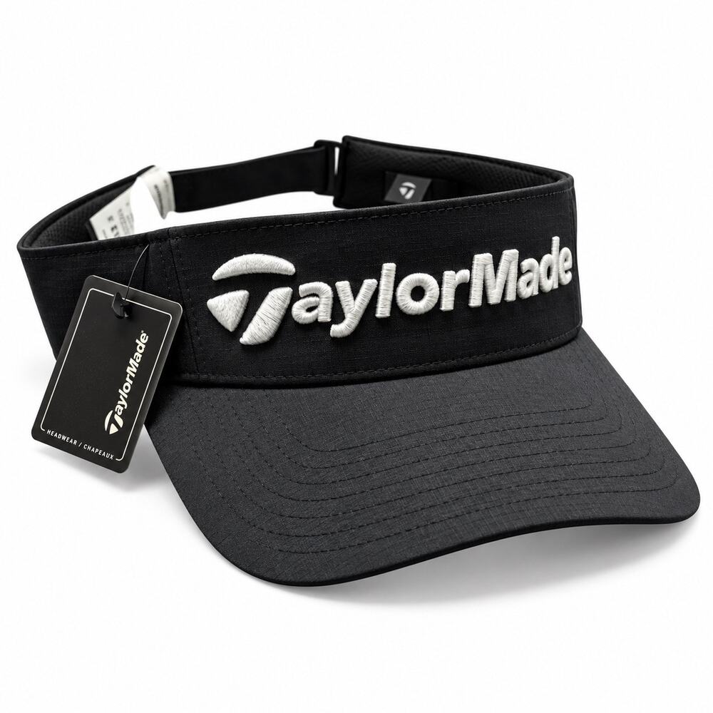TaylorMade Golf Visor Black White Logo Adjustable NWT Golfcore Preppy OSFA
